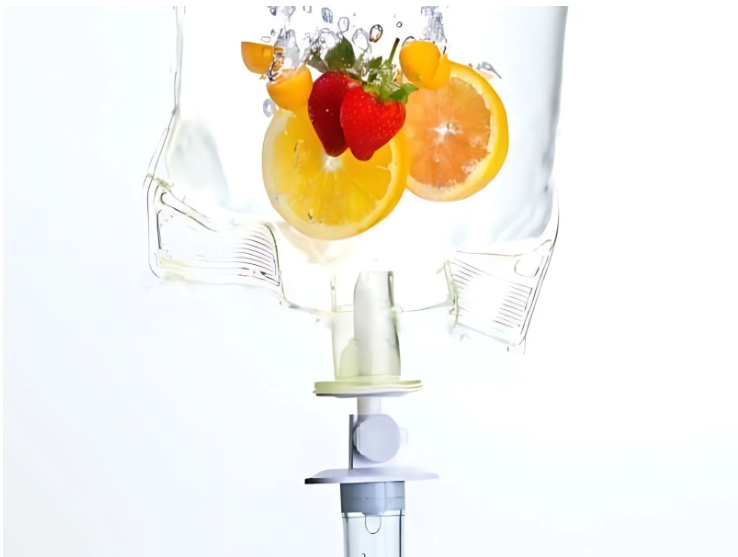 IV infusion bag with fruits for vitamin for integrative cancer support